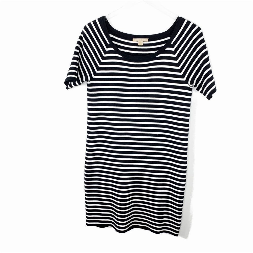 Michael Kors Short Sleeve Black and White‎ Striped T-Shirt Dress